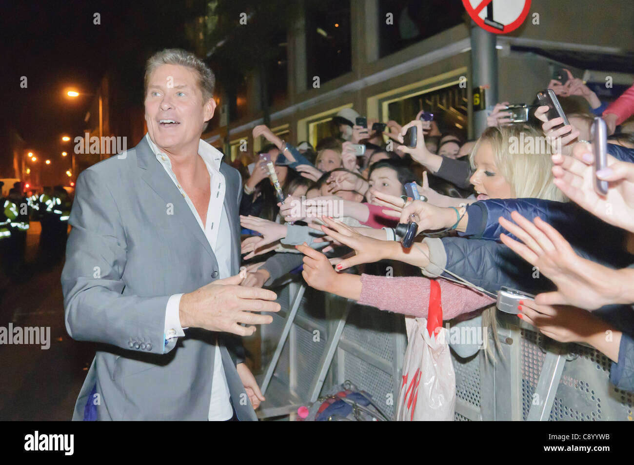 David Hasselhoff arrives at a pre-event party to the MTV EMAs 2011.  BELFAST 05/11/2011 Stock Photo
