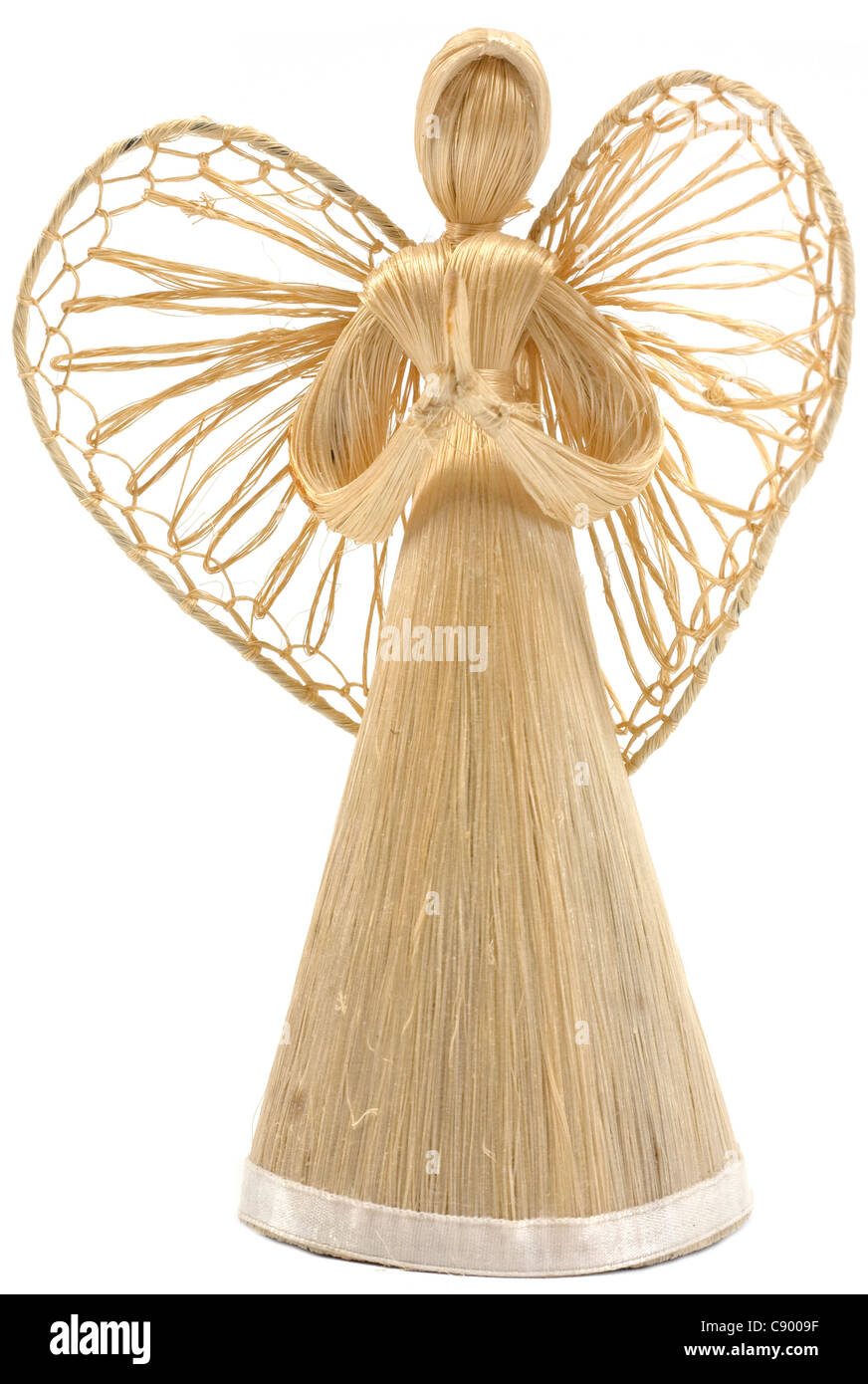 Vintage straw angel statue, isolated on white Stock Photo - Alamy
