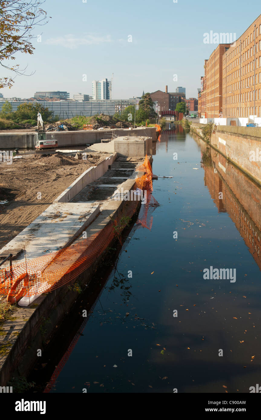 Foundations for a new footbridge, junction of the Rochdale Canal and
