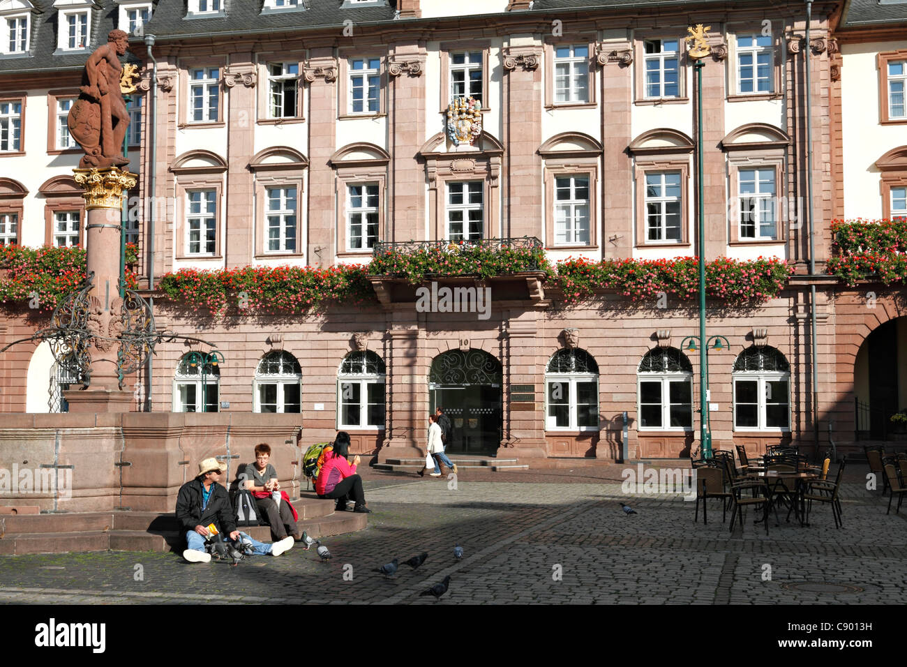 Townhall Market Square, Heidelberg Baden Wuerttemberg Germany Stock Photo