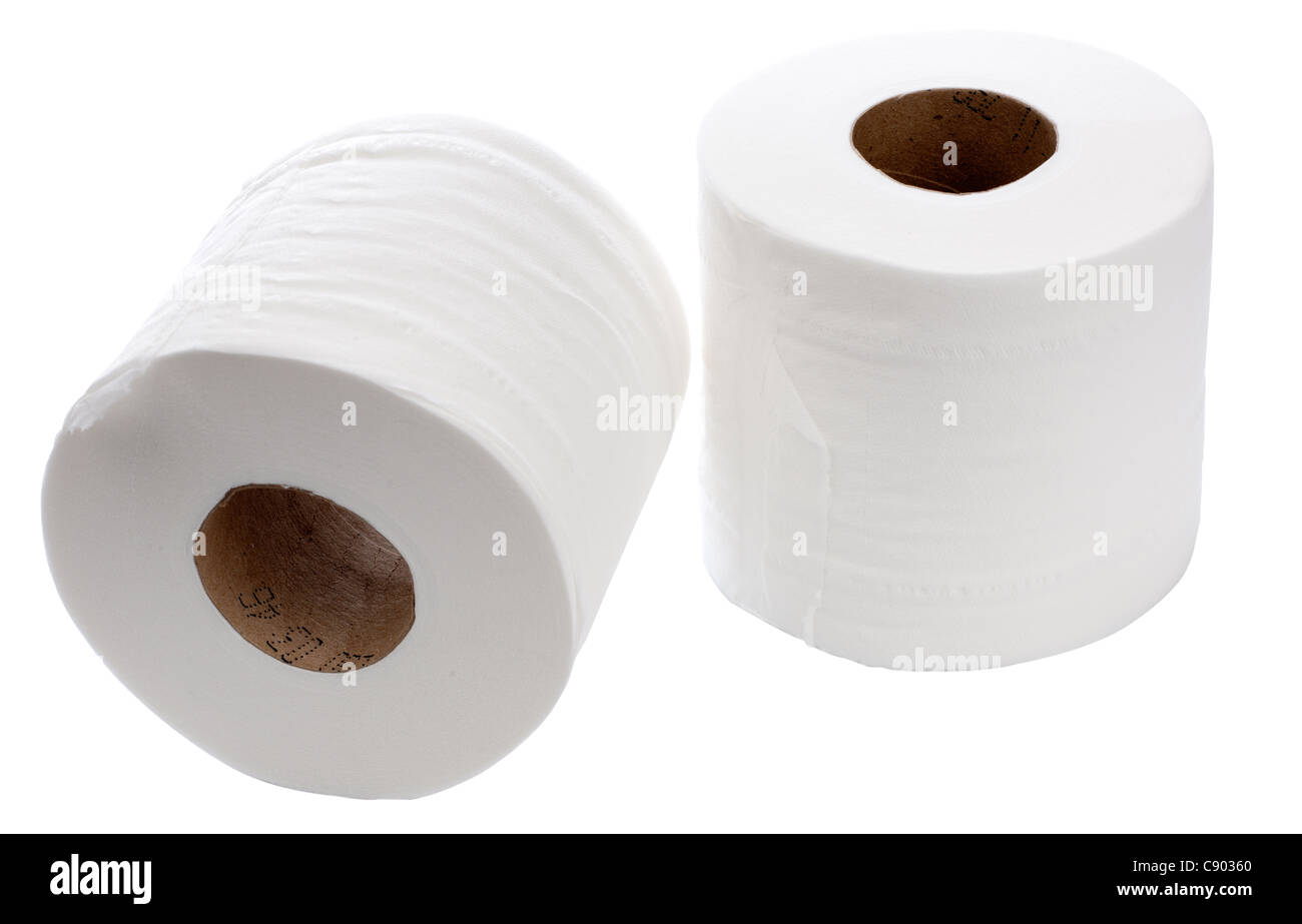 Two white toilet rolls Stock Photo