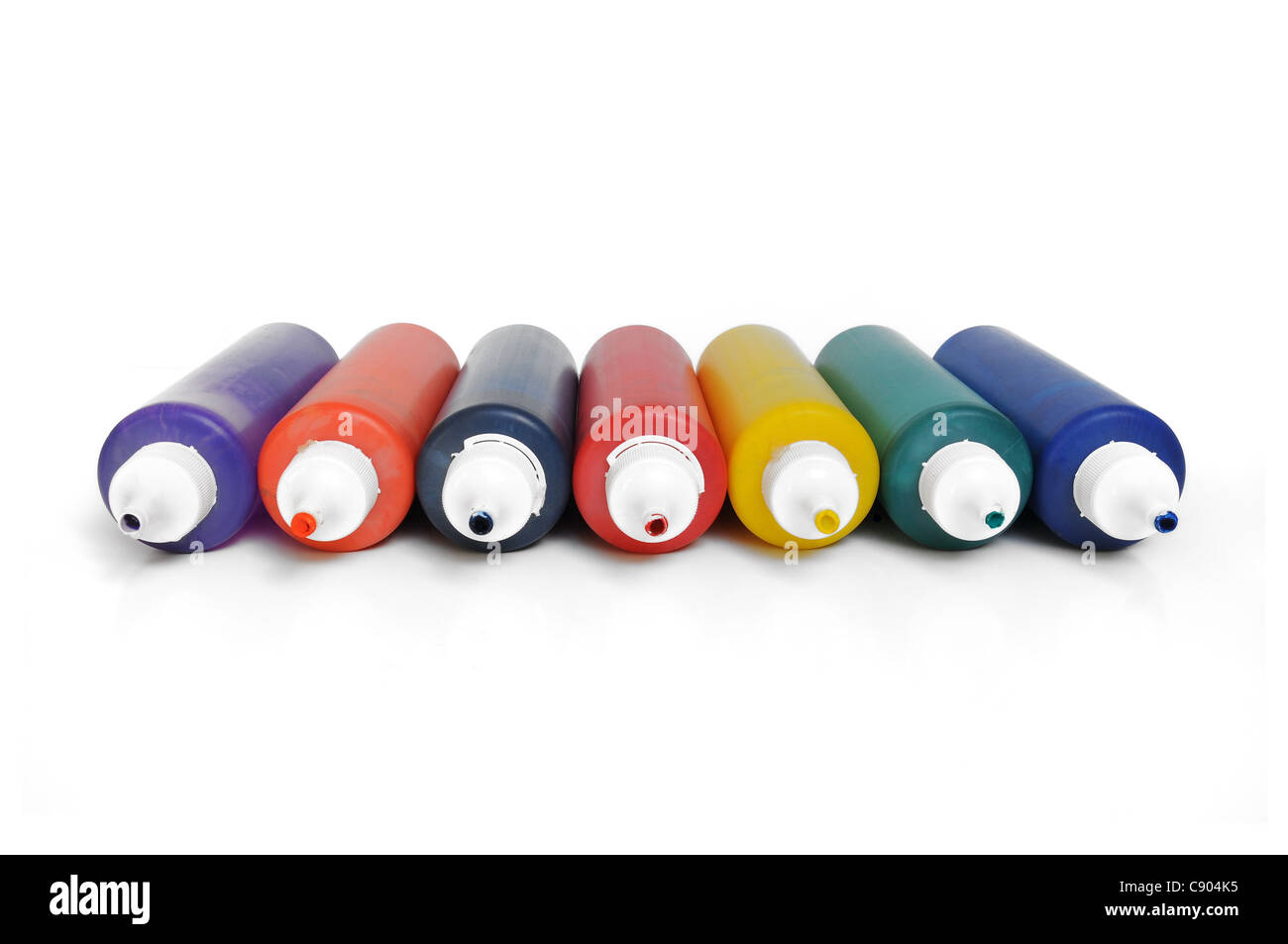 Group of color tubes over white background Stock Photo