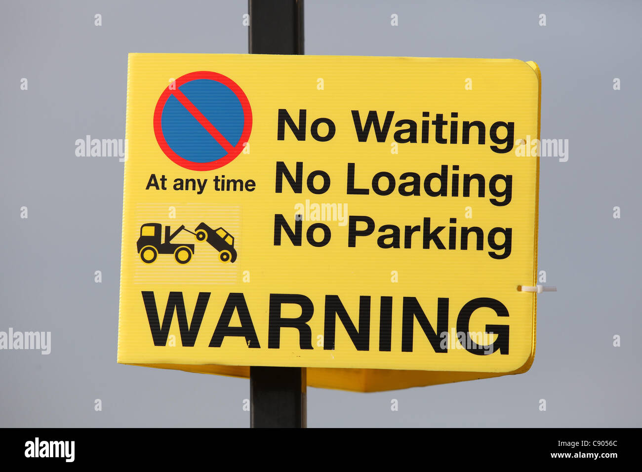 Parking restrictions sign. Picture by James Boardman Stock Photo
