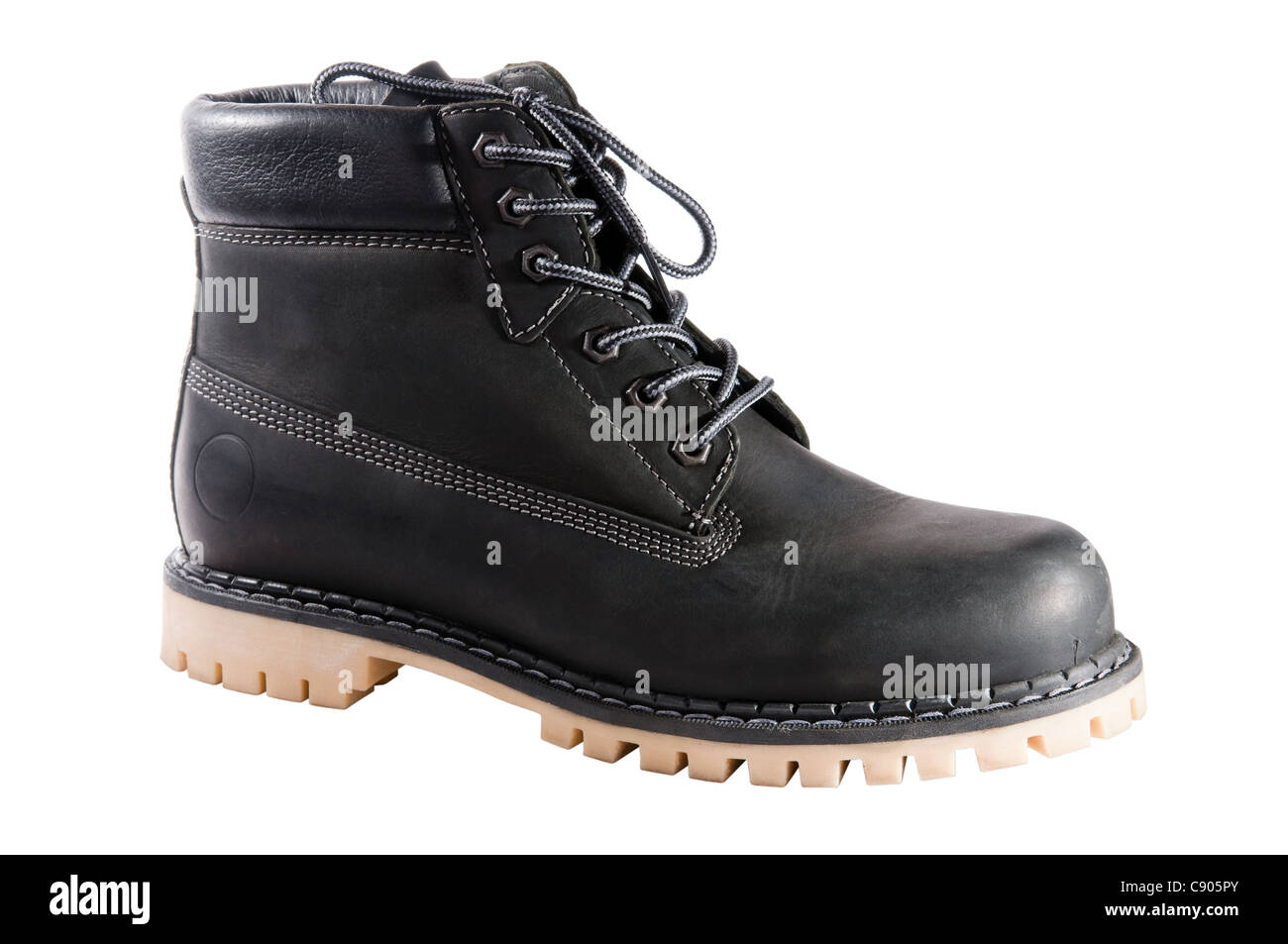 black working boots isolated on white background Stock Photo - Alamy