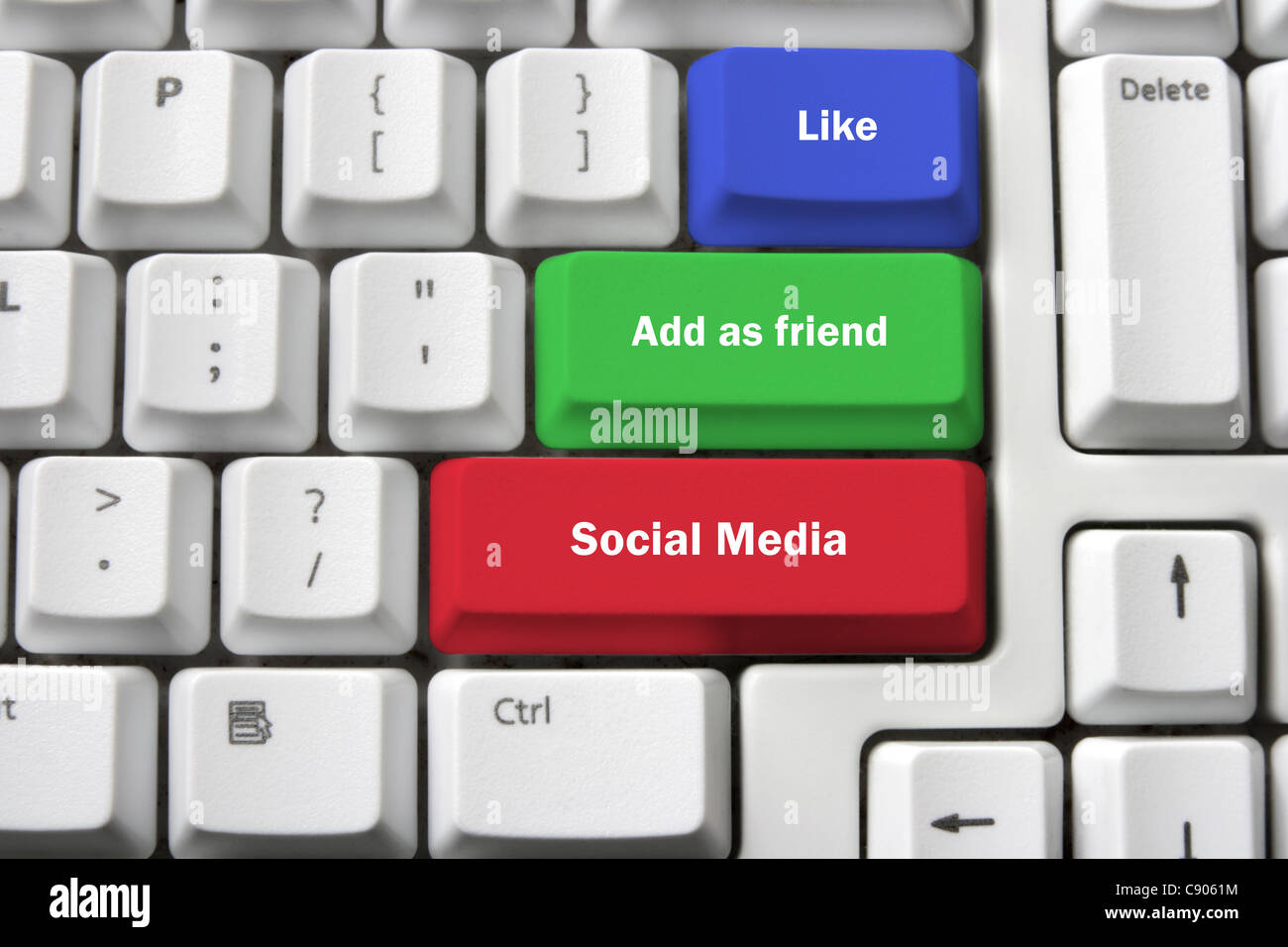 Computer Keyboard and Social Media Concept Stock Photo