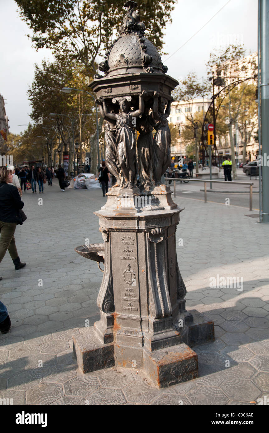 Water fountain in Barcelona, Spain Stock Photo
