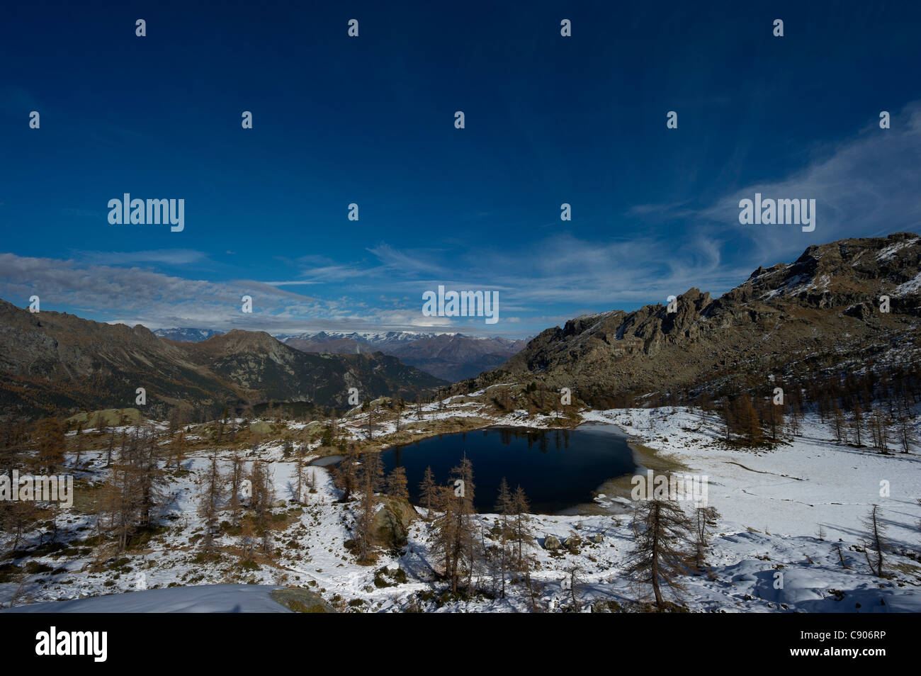 Italy, Aosta valley, mount Avic regional park, mountain landscape with an alpine lake Stock Photo