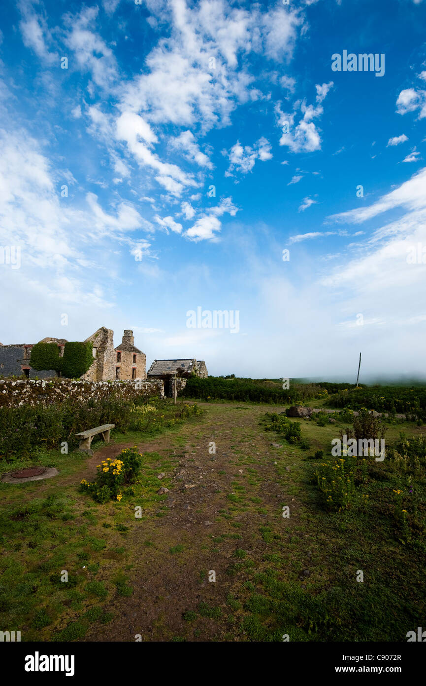 Old farm buildings on Skomer Island, South Pembrokeshire, Wales, United Kingdom Stock Photo