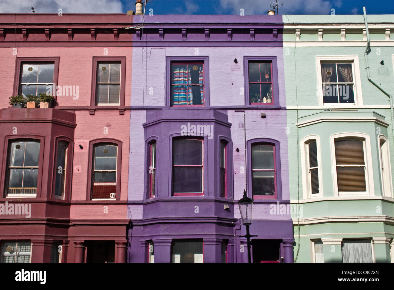 Terraced houses, Lancaster Road, off Portobello Rd, Notting Hill, London, UK Stock Photo