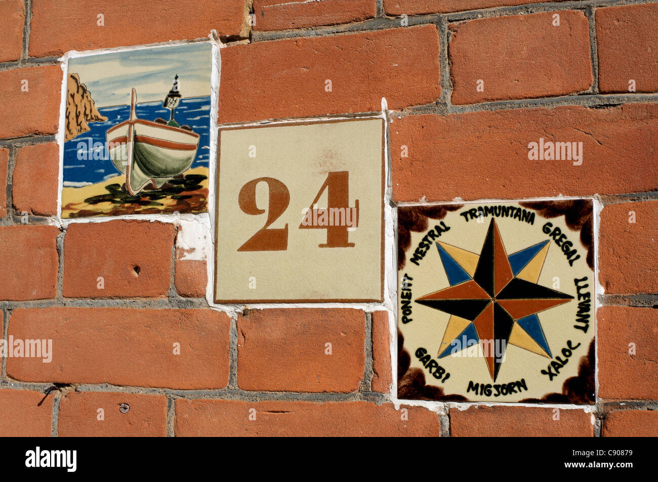 Tiled house number Stock Photo Alamy