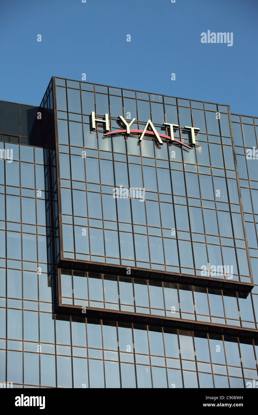 Hyatt Hotel building, Birmingham City Centre UK, against a blue sky Stock Photo