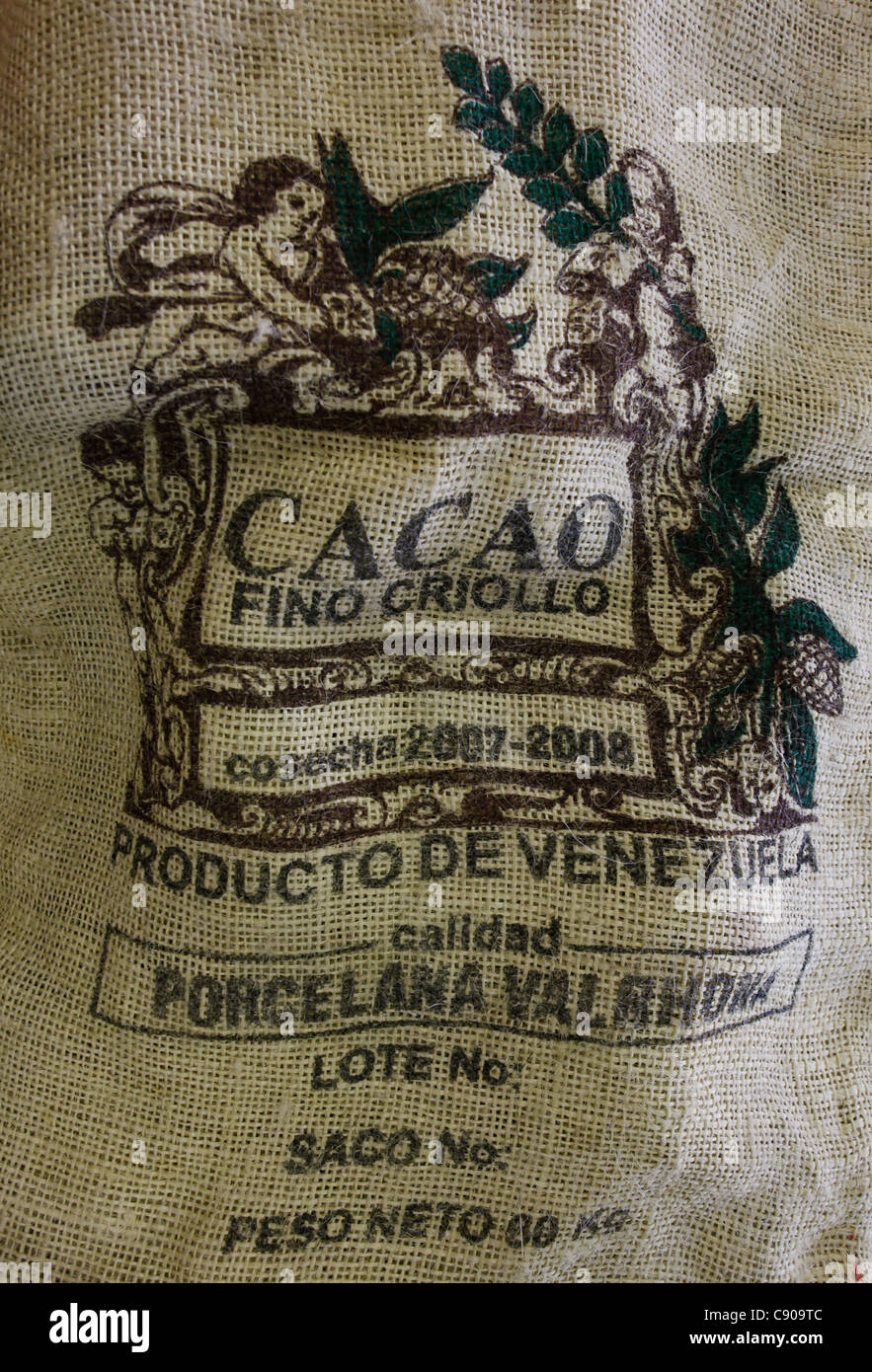 Sack of Cacao bean Stock Photo