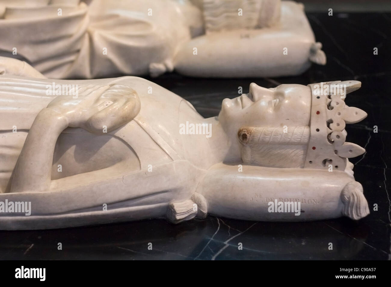 Effigy of Jeanne de Bourbon, wife of King Charles V, on her tomb at Basilique Saint-Denis, Saint Denis, Ile de France, France Stock Photo