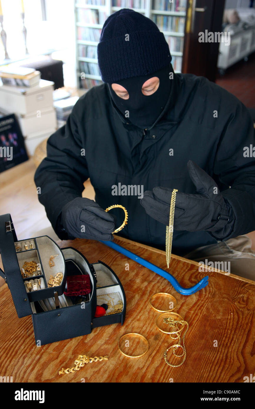 Burglar in a private house. Daylight burglary. Breaking into a house