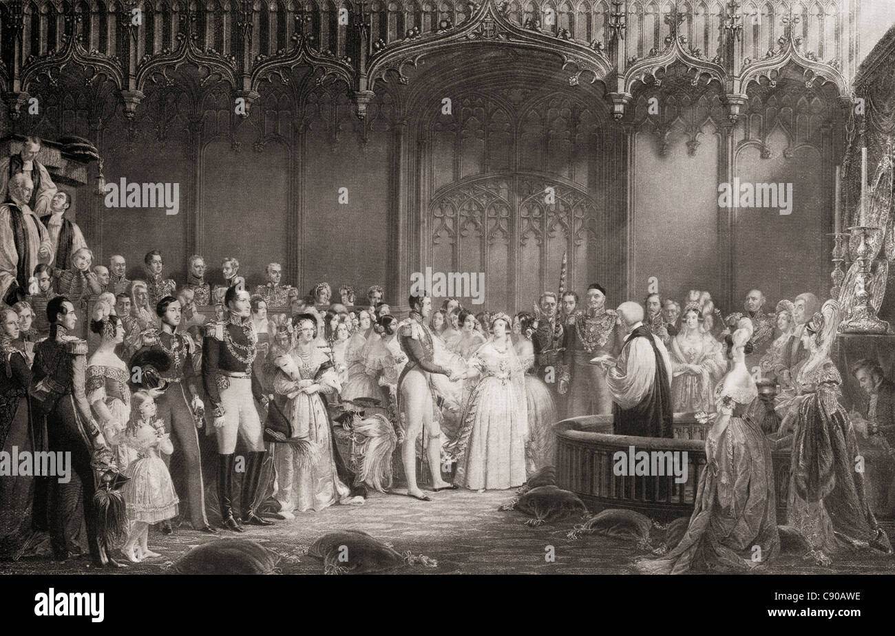 The Marriage of Queen Victoria and Prince Albert, 1840. Stock Photo