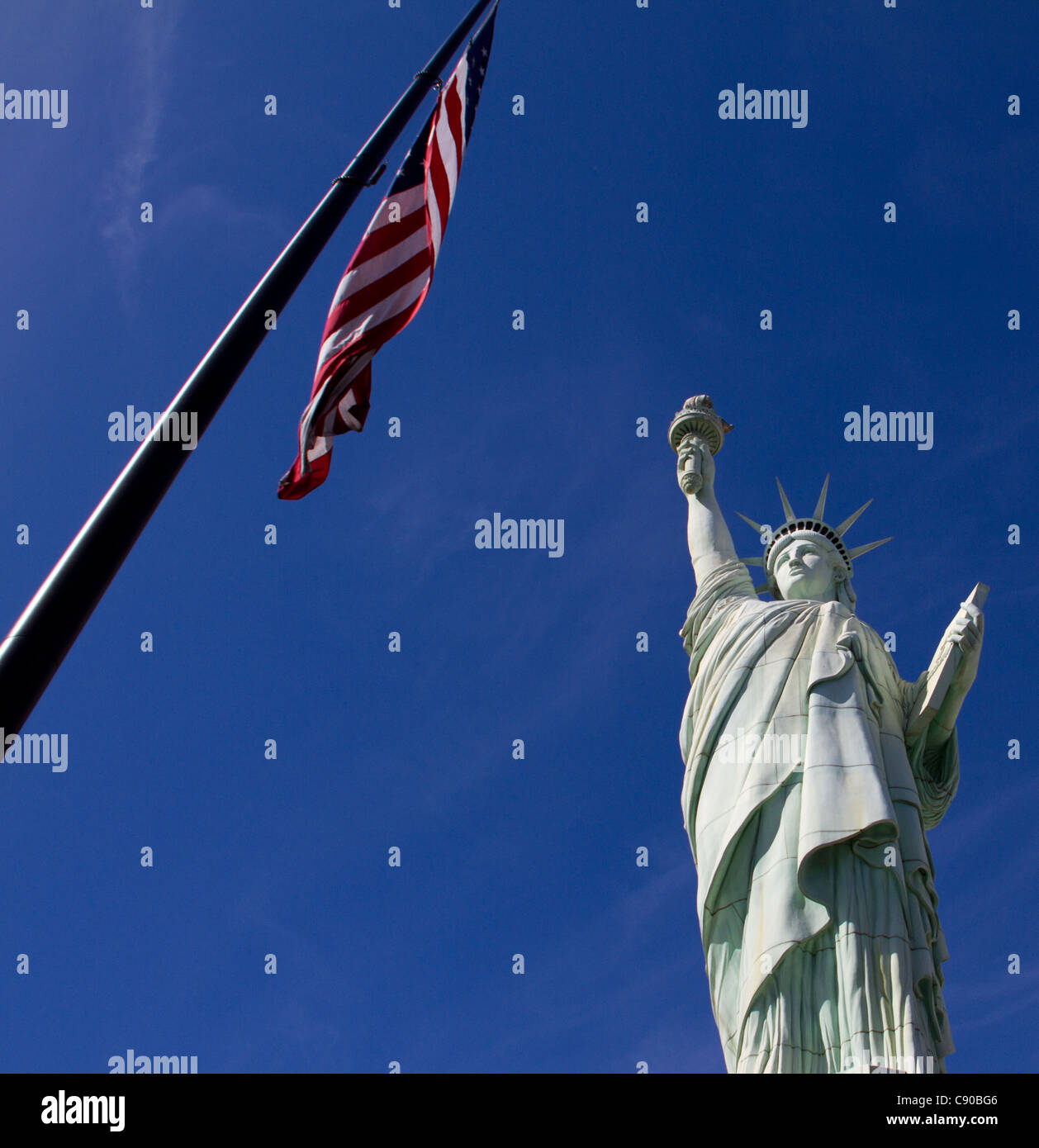 Statue of Liberty and the American flag in Las Vegas Stock Photo