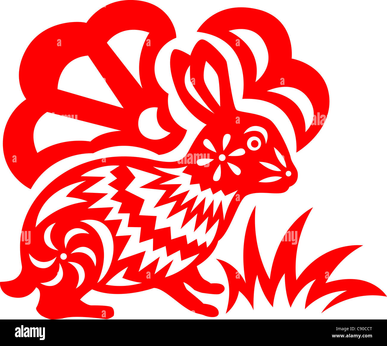 Chinese paper cut rabbit hi-res stock photography and images