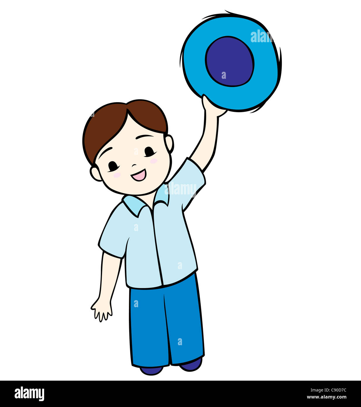 Cartoon Guy Waving His Hat