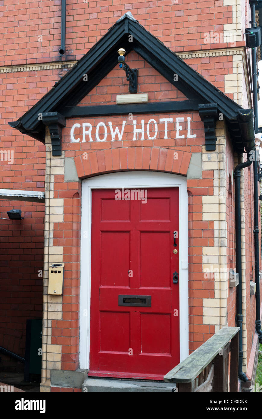 Entrance to the crow hotel public house in Tenbury Wells in
