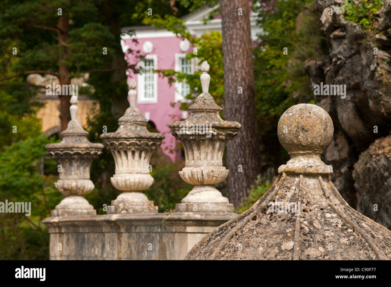 The village of Portmeirion, founded by Welsh architekt Sir Clough Williams-Ellis in 1926, Wales, UK Stock Photo