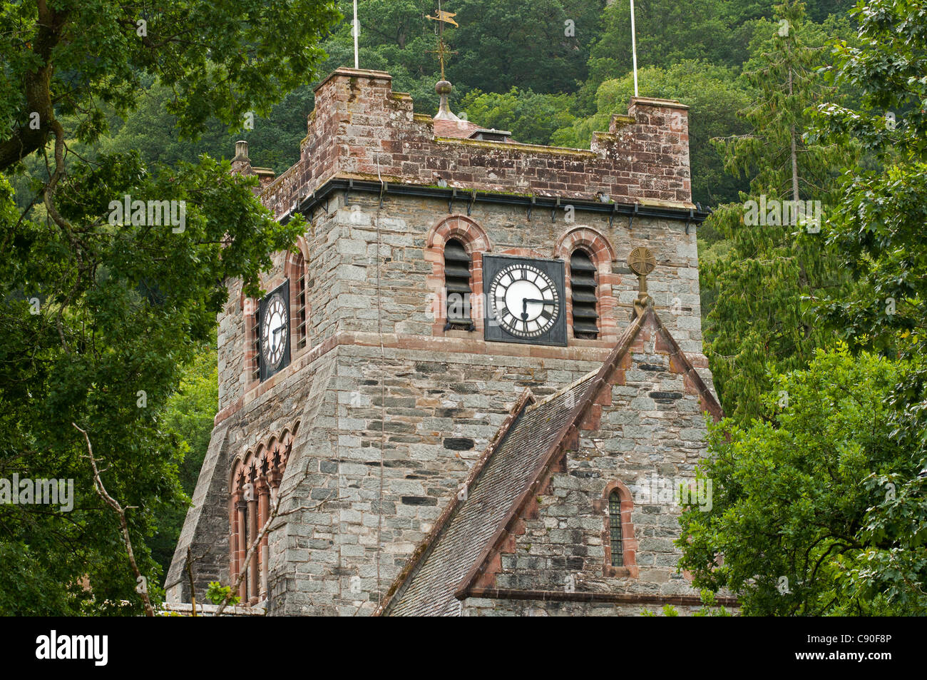 Church tower in the village of Betws-y-coed, Snowdonia National Park, Wales, UK Stock Photo