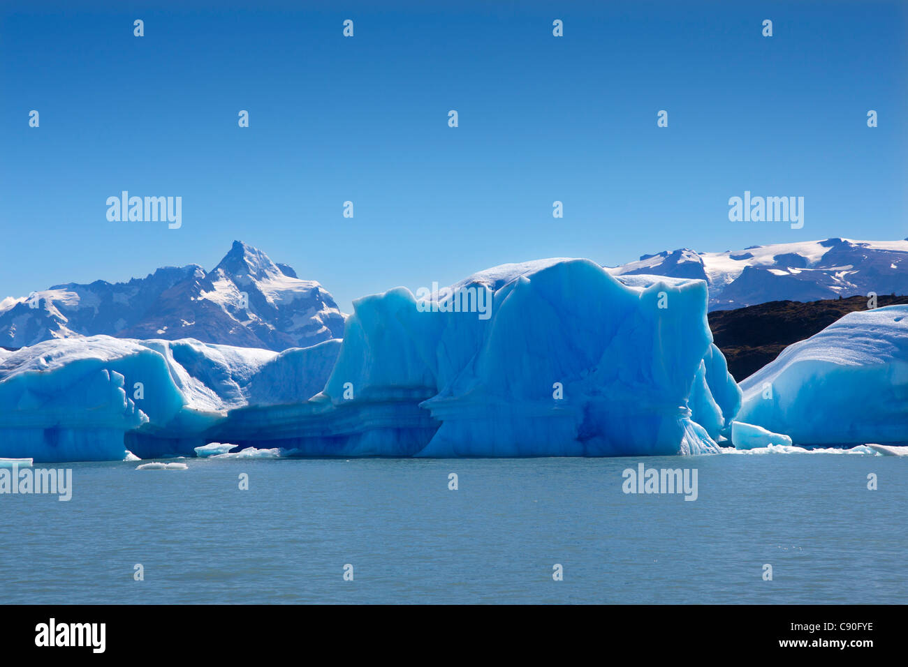 Icebergs at Upsala glacier, Lago Argentino, Los Glaciares National Park, near El Calafate, Patagonia, Argentina Stock Photo