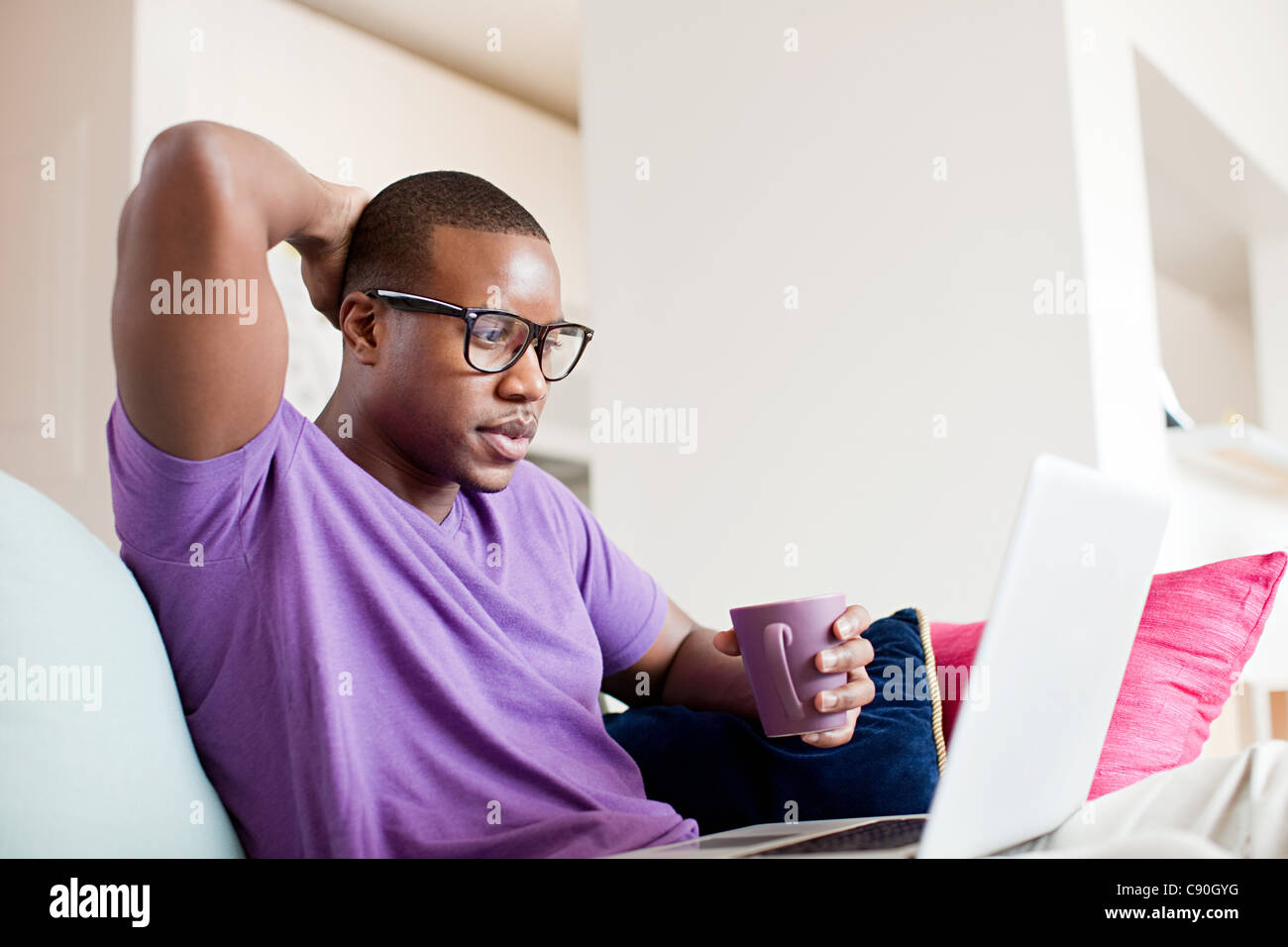 Man using laptop Stock Photo