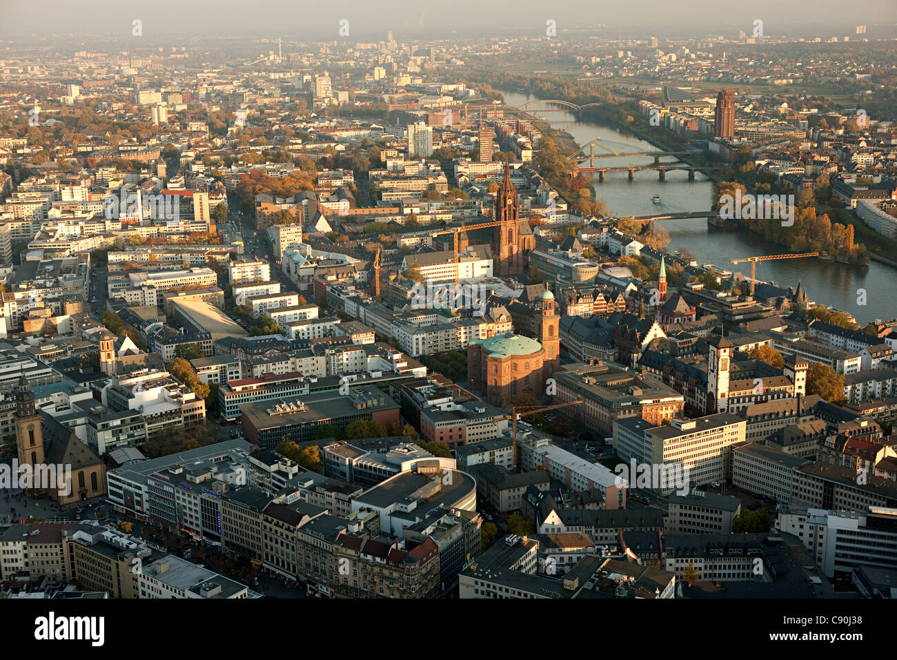 Aerial view of Frankfurt city center, Germany Stock Photo