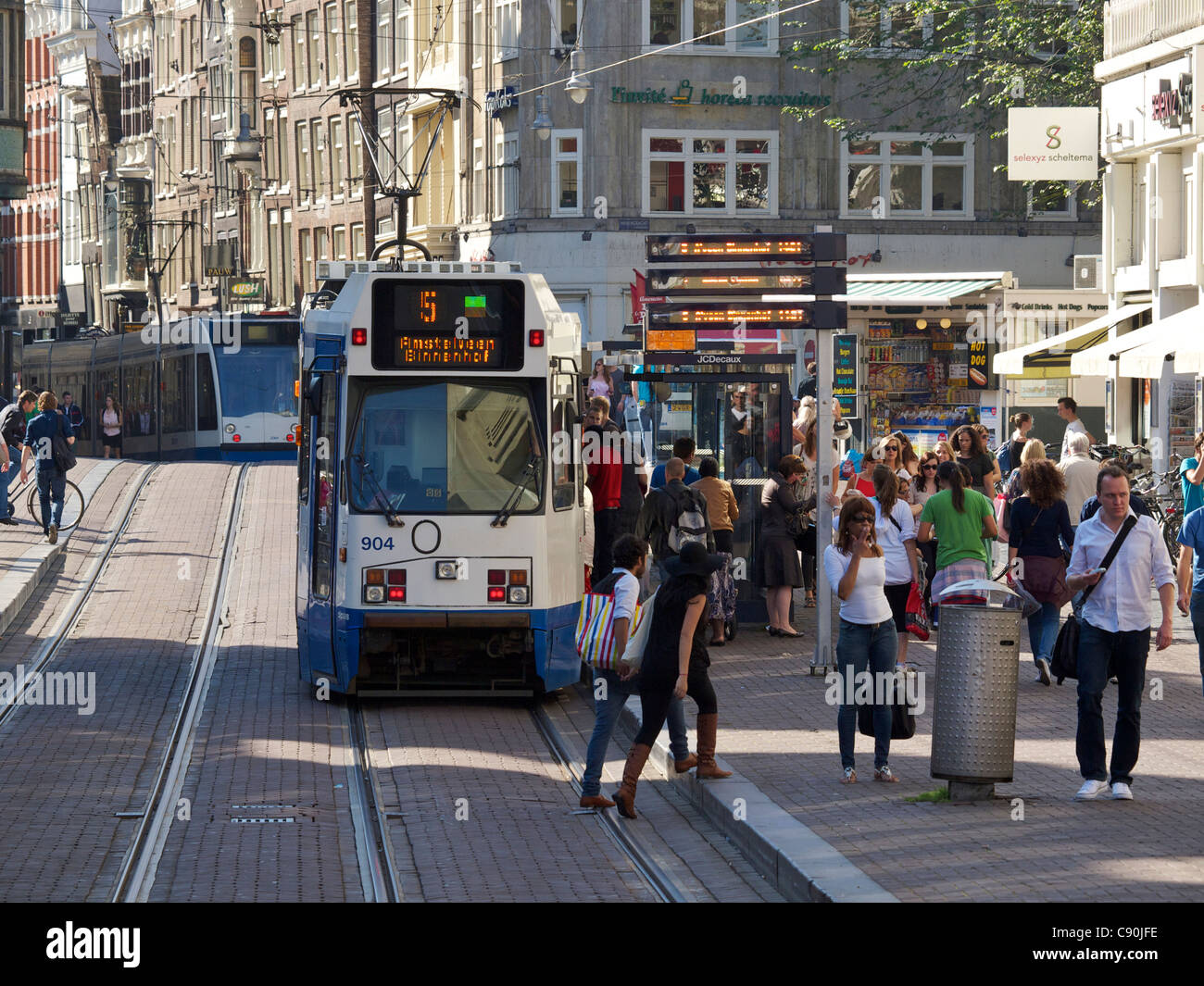 Public transport trams in Amsterdam the Netherlands Stock Photo