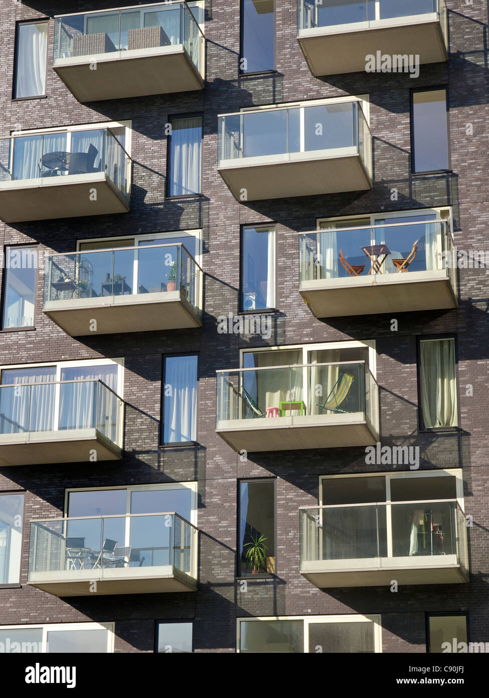 Luxury apartment balconies on the Zuidas in Amsterdam the Netherlands
