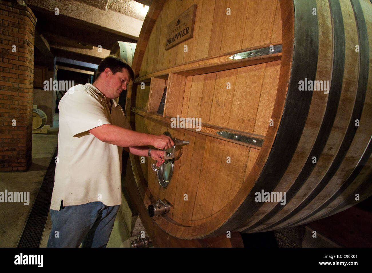 wine barrels next person