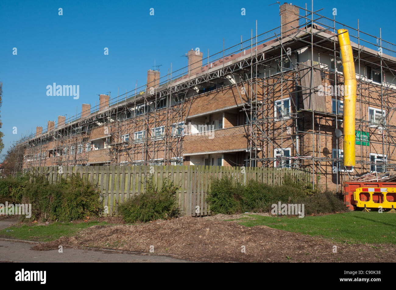 Social housing scheme undergoing refurbishment. Wythenshawe, Manchester. Stock Photo