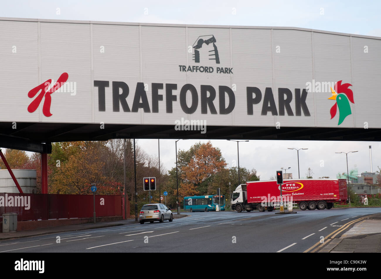Kellogg's logo on Trafford Park sign,Trafford,Greater Manchester Stock