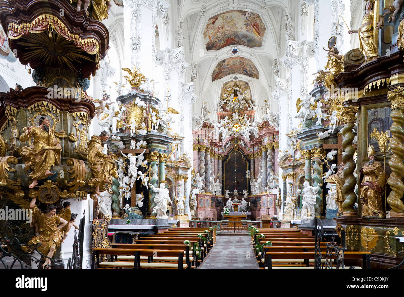 Interior view of Neuzelle monastery, Cistercian monastery, near Eisenhuettenstadt, Niederlausitz, Brandenburg, Germany, Europe Stock Photo