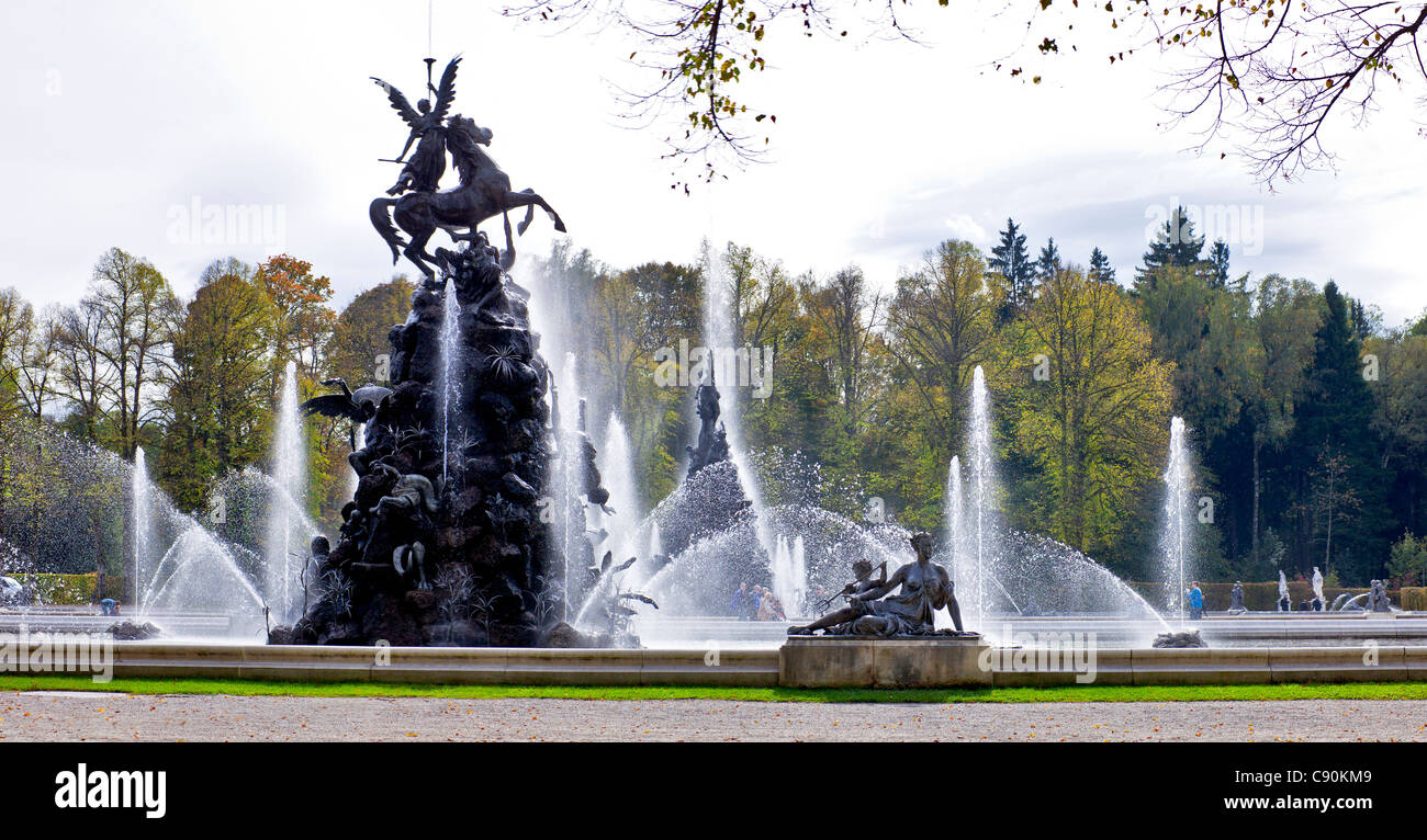 Fountain at the Herrenchiemsee, Chiemsee, Chiemgau, Upper Bavaria, Bavaria, Germany Stock Photo