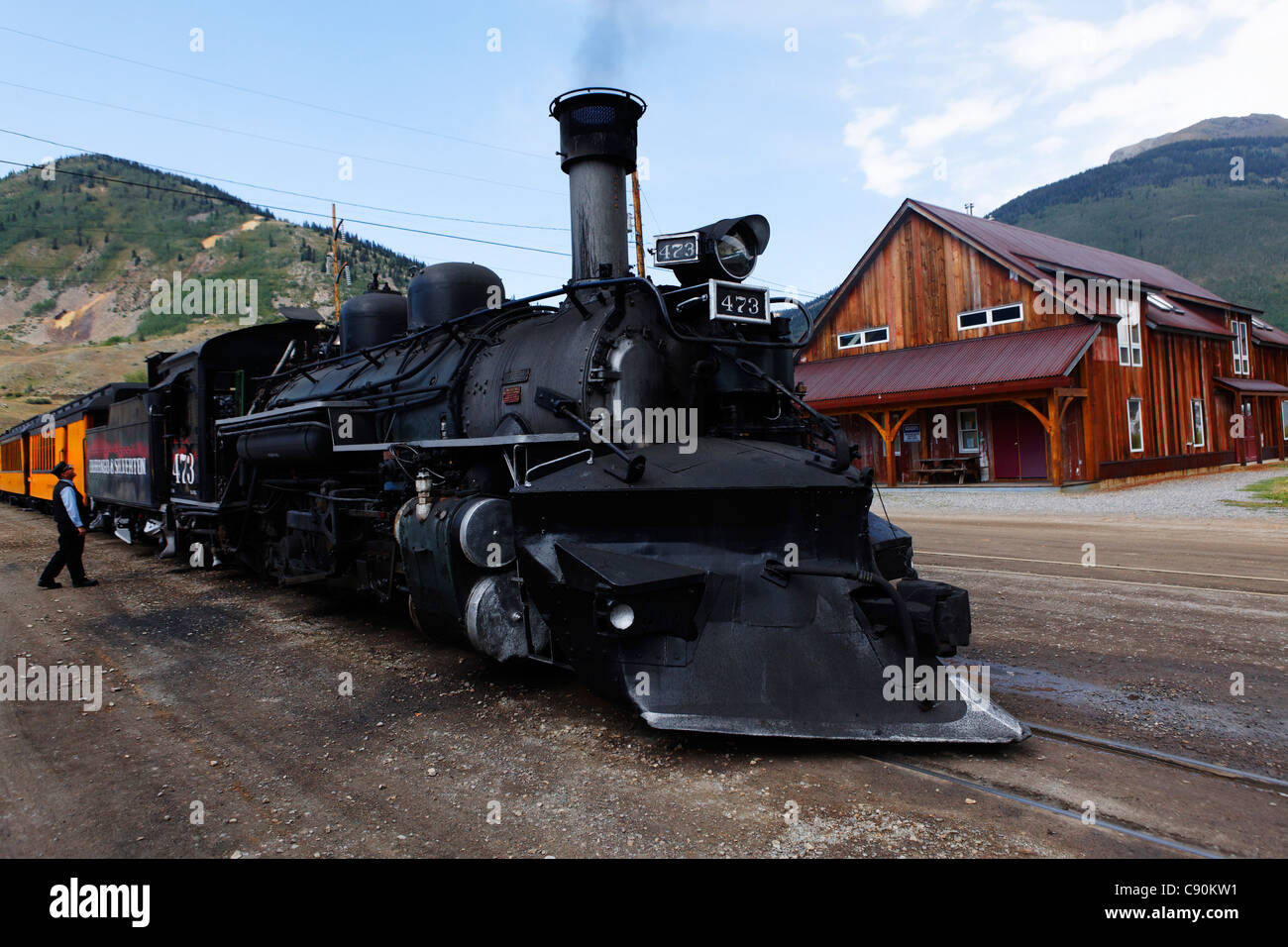 Durango-Silverton Narrow Gauge Railroad at Silverton station, La Plata ...