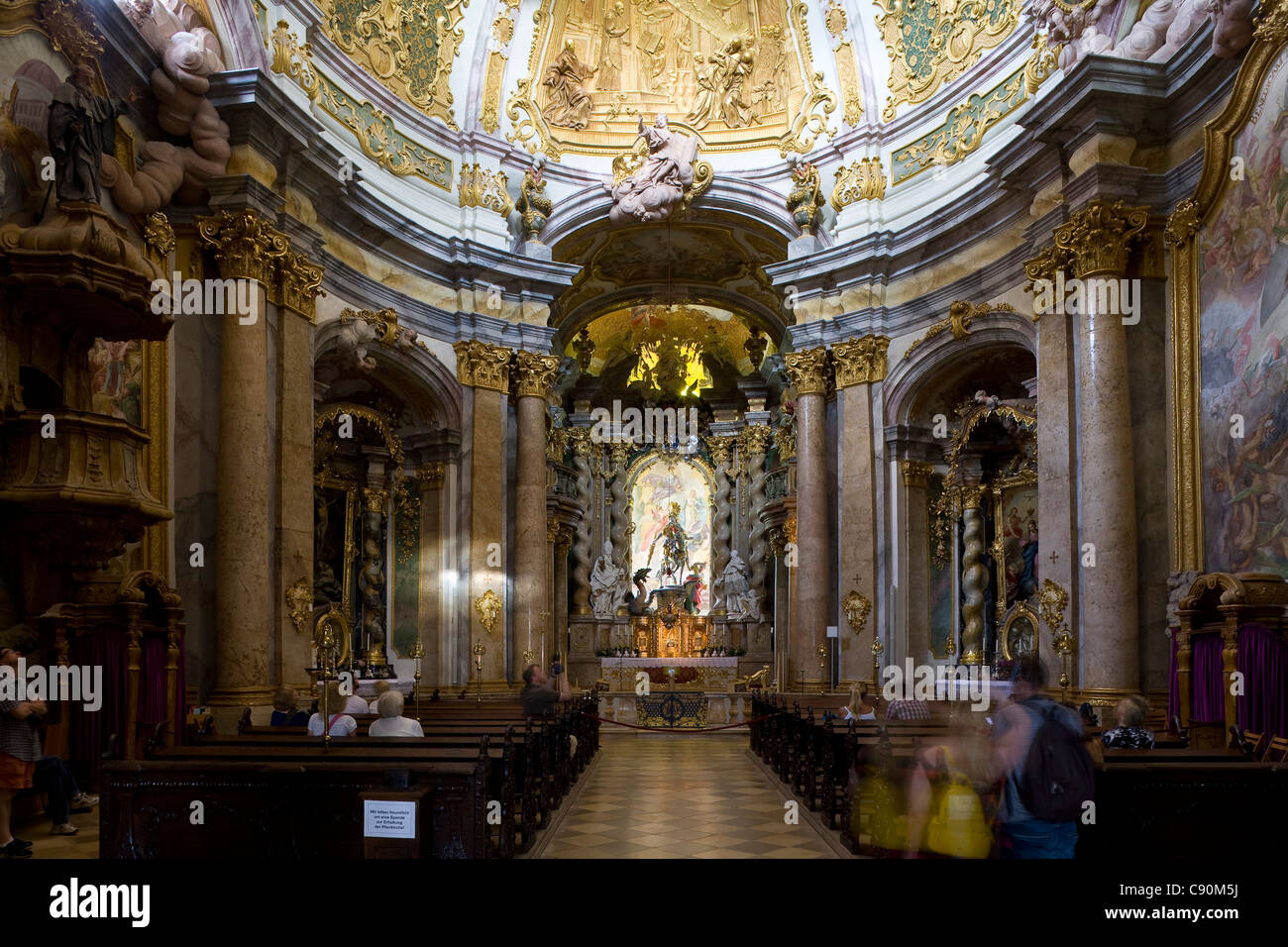 Interior view of Weltenburg monastery, Benedictine abbey, Weltenburg, river Danube, Bavaria, Germany, Europe Stock Photo