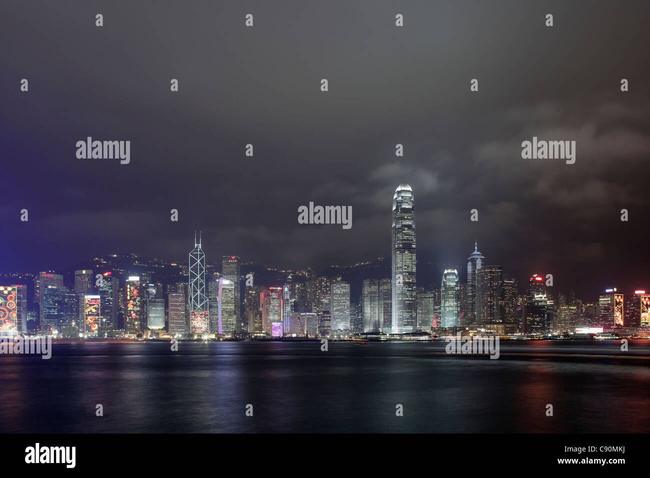 Hong Kong Skyline at night, Hong Kong, China Stock Photo