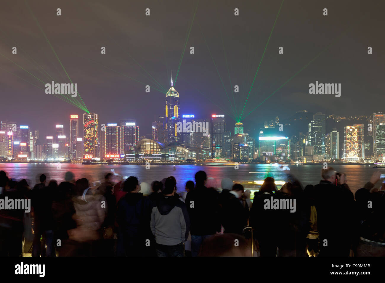 Hong Kong Skyline Lightshow at night, Hong Kong, China Stock Photo