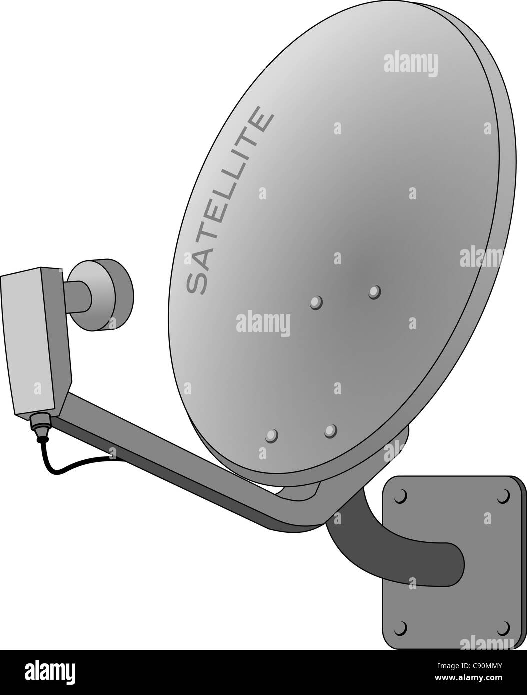 Satellite dish illustration isolated on white Satellite dish isolated