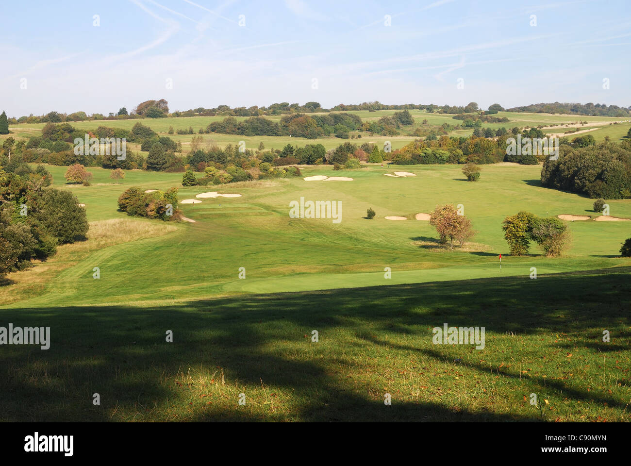 England. West Sussex. Worthing. Golf course on South Downs Stock Photo