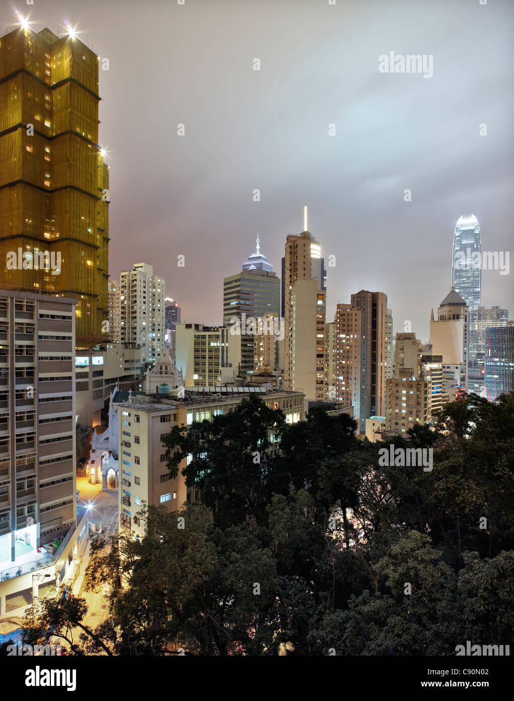 Hongkong Skyline and Wan Chai at night, Hong Kong, China Stock Photo