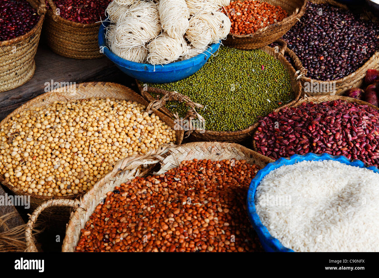 Rice and pulses at Darajani Market, Stonetown, Zanzibar City, Zanzibar ...