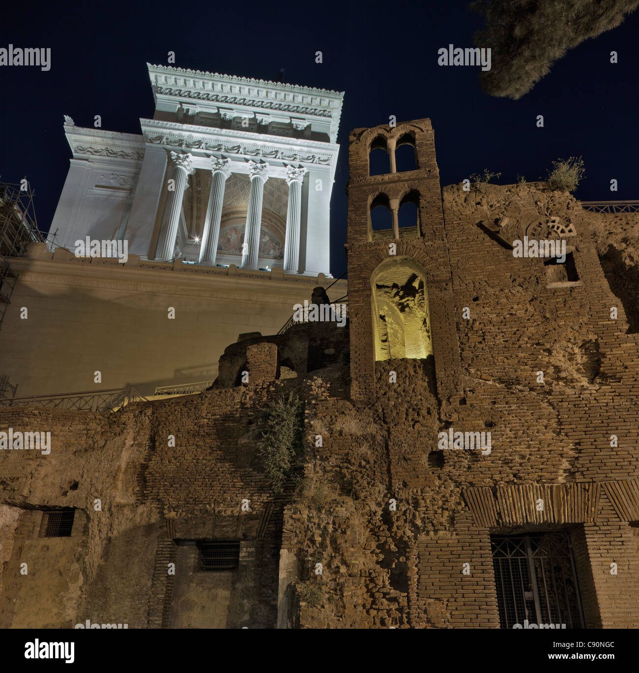 Monument of Vittorio Emanuele II at night, Roma, Latium, Italy Stock Photo
