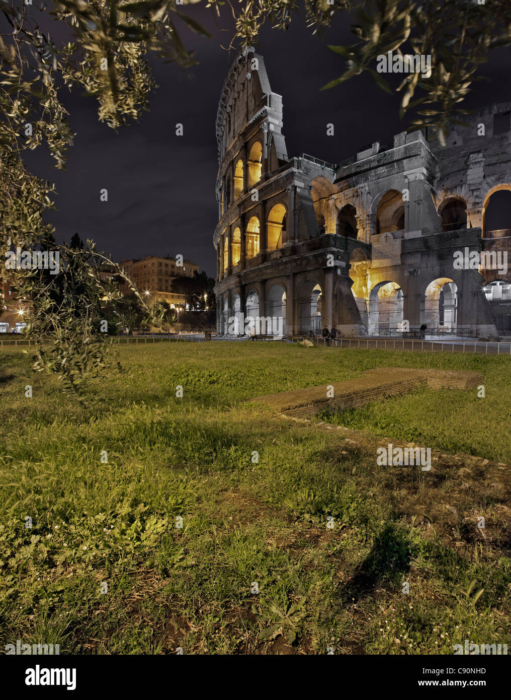 Colosseum at night, Roma, Latium, Italy Stock Photo