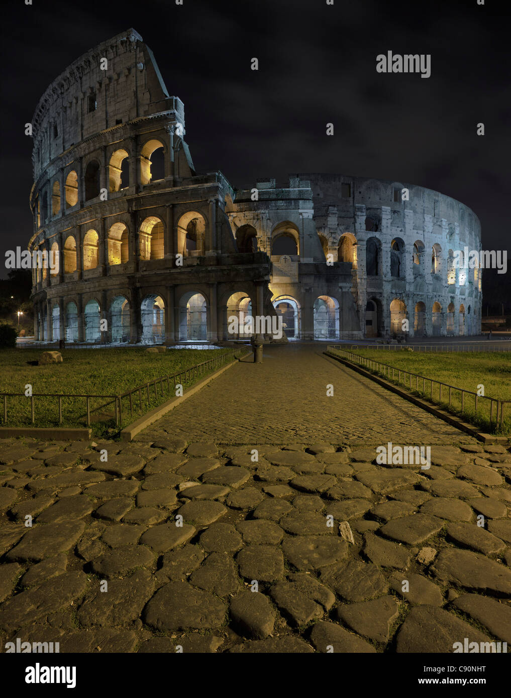 Colosseum at night, Roma, Latium, Italy Stock Photo