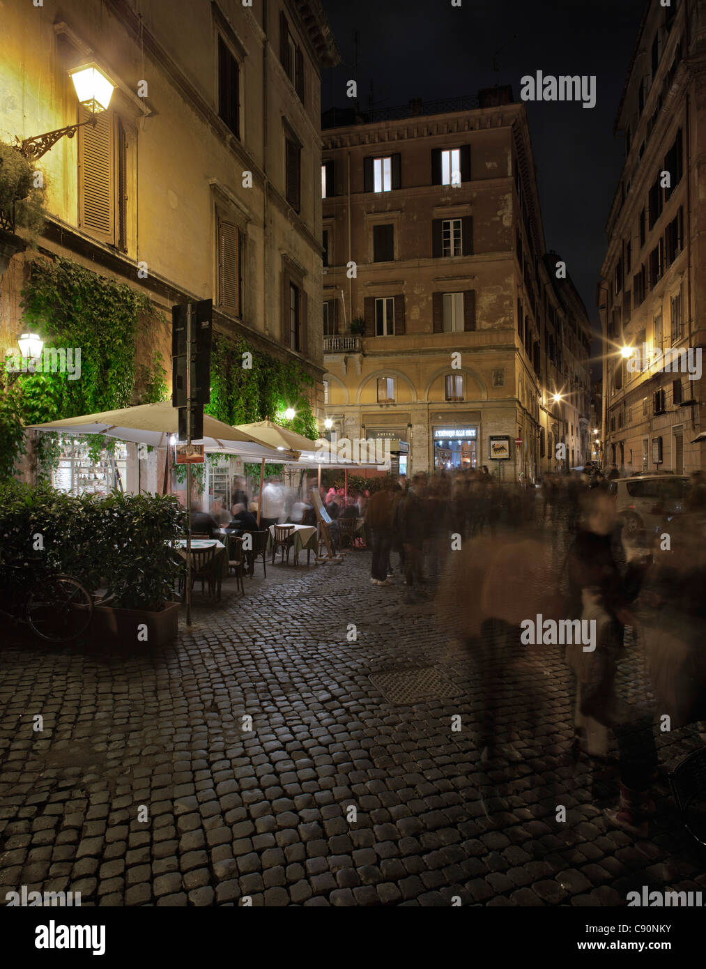 Via della Pace at night, Roma, Latium, Italy Stock Photo