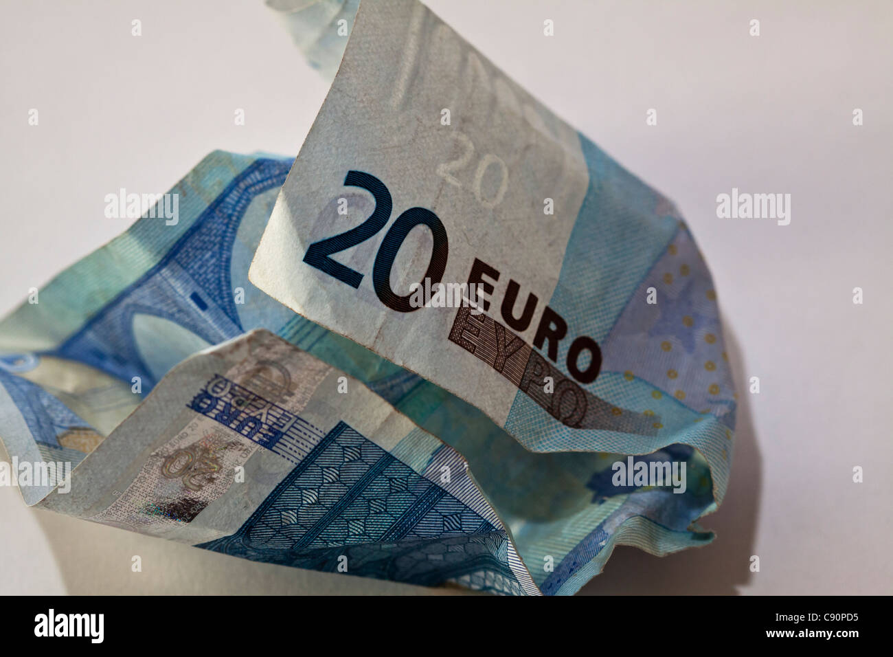 Crumpled 20 Euro note Stock Photo Alamy