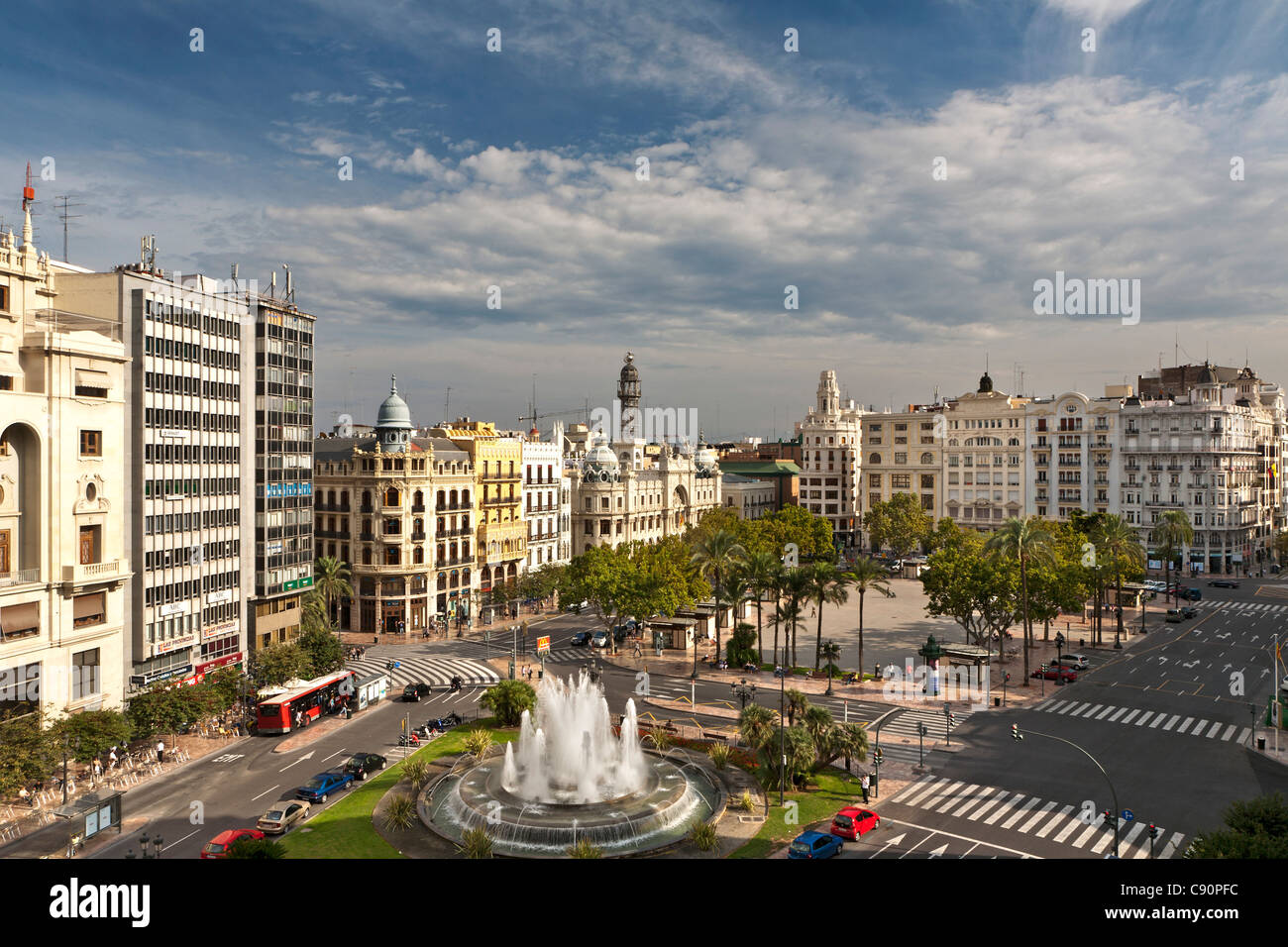 Town Hall square, Plaza del Ayuntamiento, Valencia, Spain Stock Photo