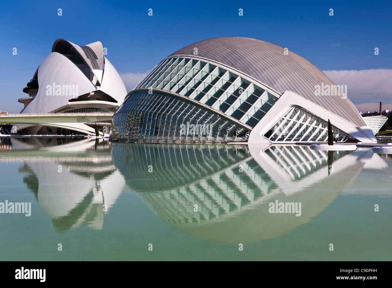 Hemisferic Imax Cinema Planetarium and Laserium. Built in the shape of the eye and Palau de les Arts City of Arts and Sciences C Stock Photo